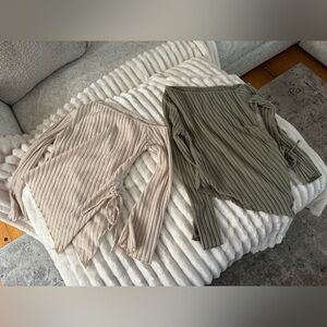 Bundle of 2 Ribbed Off-Shoulder asymmetrical, Blouses
